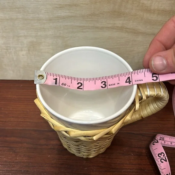 Basket Weave Coffee Mug Textured White Cup Large Rustic Farmhouse Drinkware - Picture 6 of 7